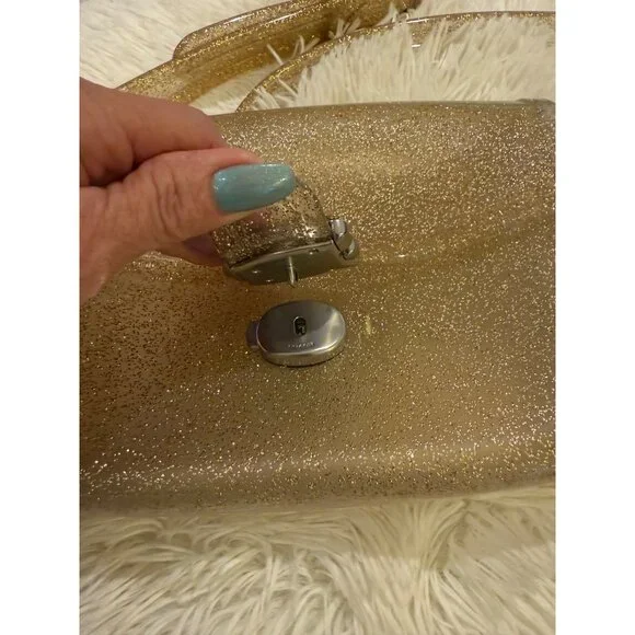 Coach Gold Glitter Jelly Crossbody Bag With Adjustable Strap & "C" Buckle Accent - Picture 6 of 14